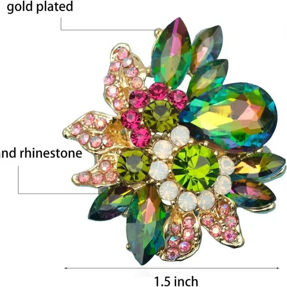 Luxury Women's Austrian Crystal Leaves Flower Big Cocktail Statement Rings Stret - Picture 2 of 7